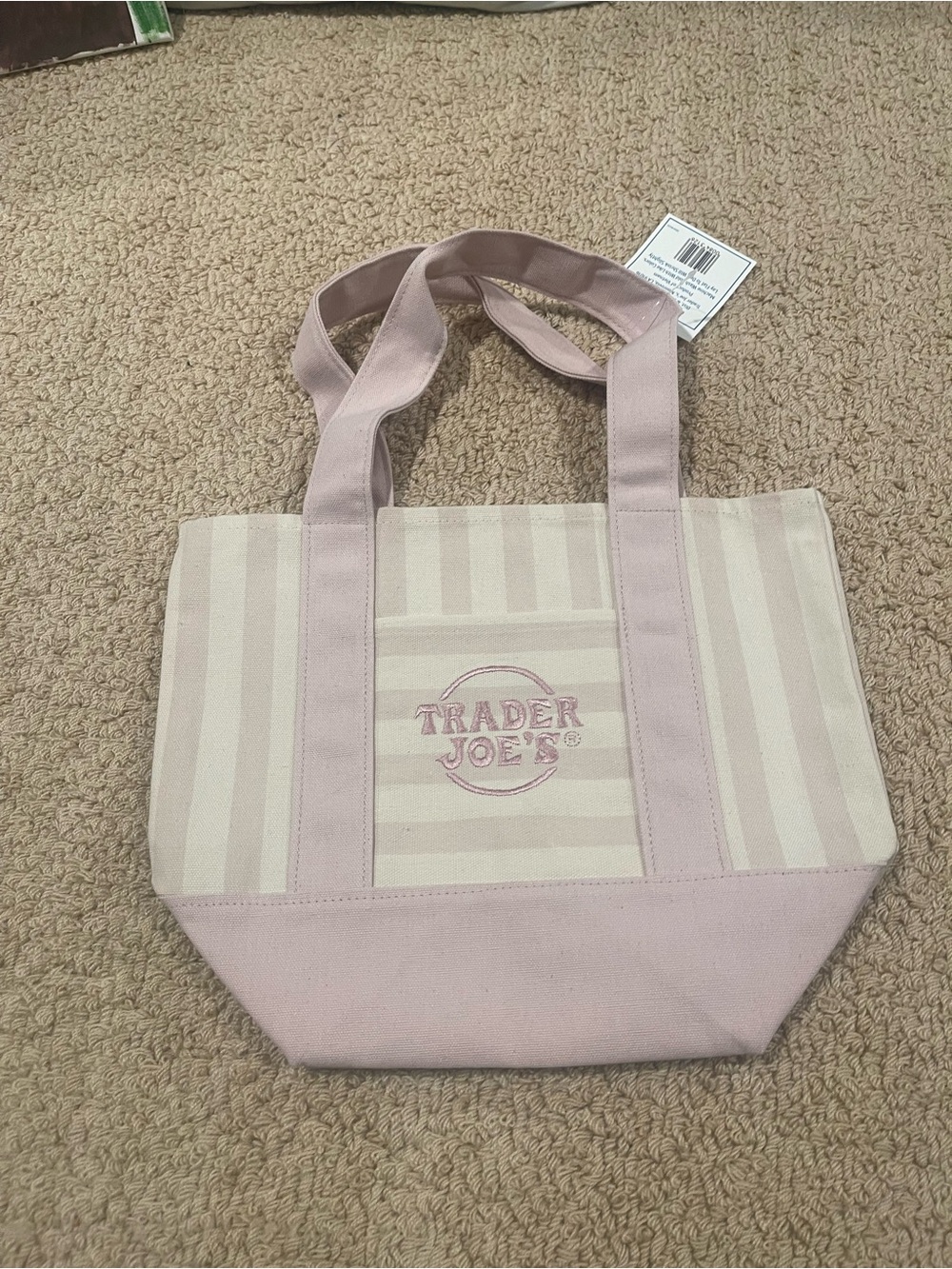 Pink Stripe Mini Canvas Tote Bag